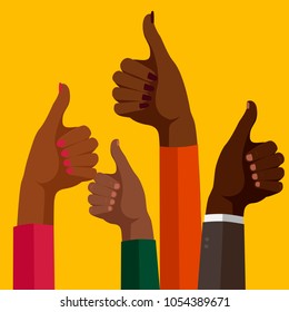 Vector design image set of hands thumbs up