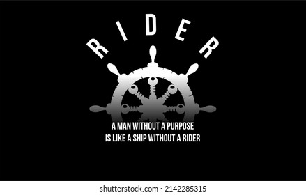 Vector Design With The Image Of A Ship's Rudder With The Words RIDER