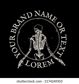 vector design, an image of a skeleton carrying a gun, very suitable for your merchandising purposes.