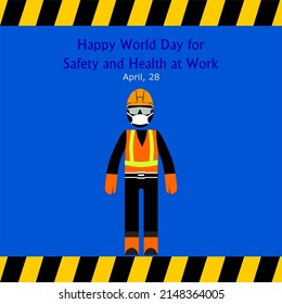 Vector design image of workers with personal protective equipment to commemorate international occupational health and safety day