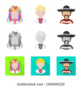 Vector design of imitator and resident icon. Set of imitator and culture stock vector illustration.
