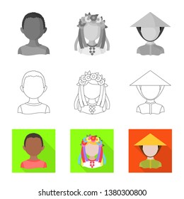 Vector design of imitator and resident icon. Collection of imitator and culture stock symbol for web.