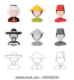 Vector design of imitator and resident icon. Collection of imitator and culture stock symbol for web.