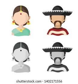 Vector design of imitator and resident icon. Set of imitator and culture stock symbol for web.