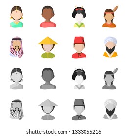 Vector design of imitator and resident logo. Set of imitator and culture vector icon for stock.