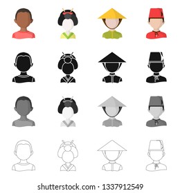 Vector design of imitator and resident logo. Set of imitator and culture stock symbol for web.