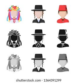 Vector design of imitator and resident logo. Set of imitator and culture stock vector illustration.