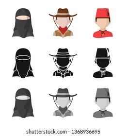 Vector design of imitator and resident logo. Set of imitator and culture stock vector illustration.