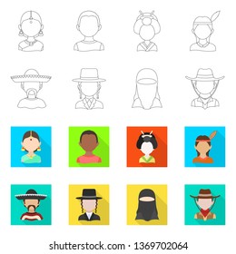 Vector design of imitator and resident logo. Set of imitator and culture vector icon for stock.