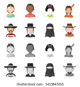 Vector design of imitator and resident logo. Set of imitator and culture vector icon for stock.
