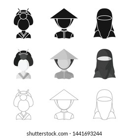 Vector design of imitator and resident logo. Set of imitator and culture stock vector illustration.