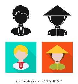 Vector design of imitator and resident sign. Set of imitator and culture stock symbol for web.