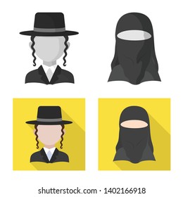 Vector design of imitator and resident sign. Set of imitator and culture stock vector illustration.