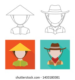 Vector design of imitator and resident sign. Set of imitator and culture vector icon for stock.
