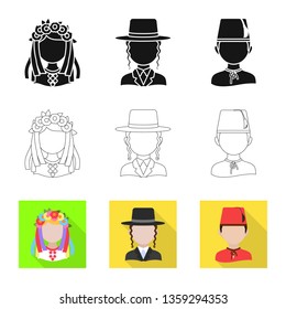 Vector design of imitator and resident symbol. Set of imitator and culture vector icon for stock.