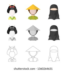 Vector design of imitator and resident symbol. Set of imitator and culture stock vector illustration.