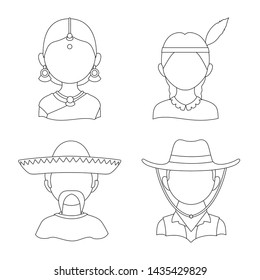Vector design of imitator and resident symbol. Collection of imitator and culture stock symbol for web.