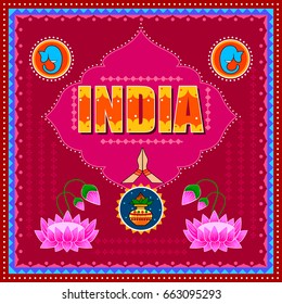 Vector Design Of India Background In Indian Truck Art Style