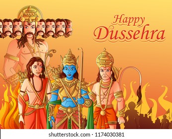 Vector design of India festival Happy Dussehra background