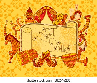 Vector design of Indian art style Subh Vivah (Happy Wedding) message