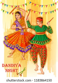 Vector Design Indian Couple Playing Garba Stock Vector (Royalty Free ...