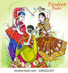 Vector Design Indian Couple Playing Garba Stock Vector (Royalty Free ...