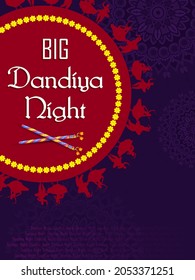 Vector design of Indian couple playing Garba in Dandiya Night Navratri Dussehra festival of India