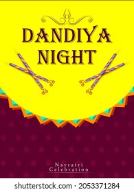 Vector design of Indian couple playing Garba in Dandiya Night Navratri Dussehra festival of India