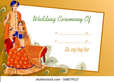 Vector design of Indian couple in wedding ceremony of India