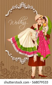 Vector Design Of Indian Couple In Wedding Ceremony Of India