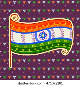 Vector design of Indian flag in Indian art style