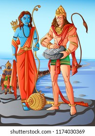 Vector design of Indian God Rama for Happy Dussehra festival of India