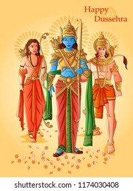 Vector design of Indian God Rama for Happy Dussehra festival of India