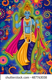 Vector design of Indian God Rama for Dussehra festival celebration in India