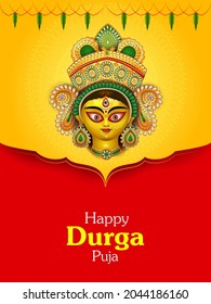 Vector design of Indian Goddess Durga for sale and promotion background in holiday festival of India in Dussehra Vijayadashami Navratri