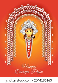 Diseño vectorial de la diosa india Durga para venta y promoción de antecedentes en festival de vacaciones en India en Dussehra Vijayadashami Navratri