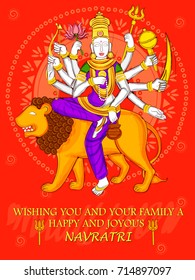 Vector design of Indian Goddess Durga sculpture for Durga Puja holiday festival of India in Dussehra Navratri
