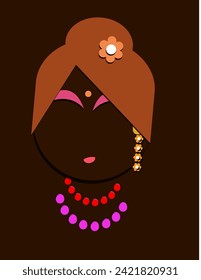 vector design of Indian lady face silhouette on isolated background
