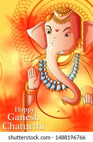 Vector design of Indian Lord Ganpati for Ganesh Chaturthi festival of India