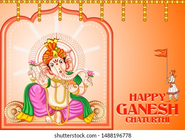 Vector design of Indian Lord Ganpati for Ganesh Chaturthi festival of India