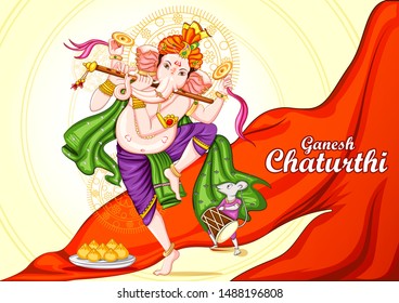 Vector design of Indian Lord Ganpati for Ganesh Chaturthi festival of India