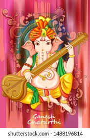 Vector design of Indian Lord Ganpati for Ganesh Chaturthi festival of India