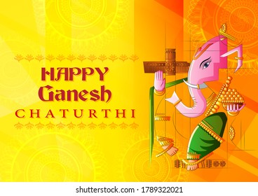 Vector design of Indian Lord Ganpati for Ganesh Chaturthi festival of India