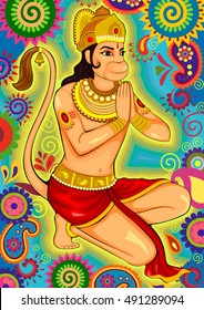 Vector design of Indian Lord Hanuman for Dussehra festival celebration in India