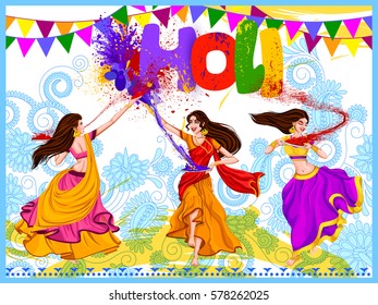 Diseño vectorial de los indios celebrando el festival de color de India Holi