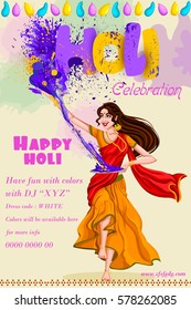 Vector design of Indian people celebrating color festival of India Holi