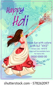 Vector design of Indian people celebrating color festival of India Holi