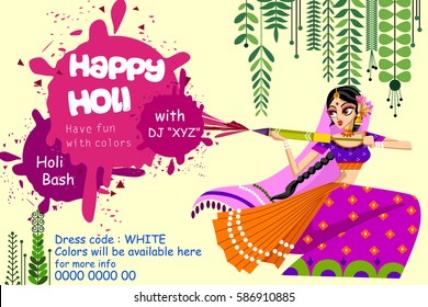 Vector design of Indian people celebrating color festival of India Holi