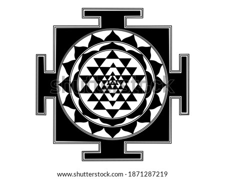 Vector design of Indian Shree Yantra (Sri chakra) in solid black