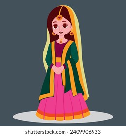 Vector design of Indian woman bride in wedding